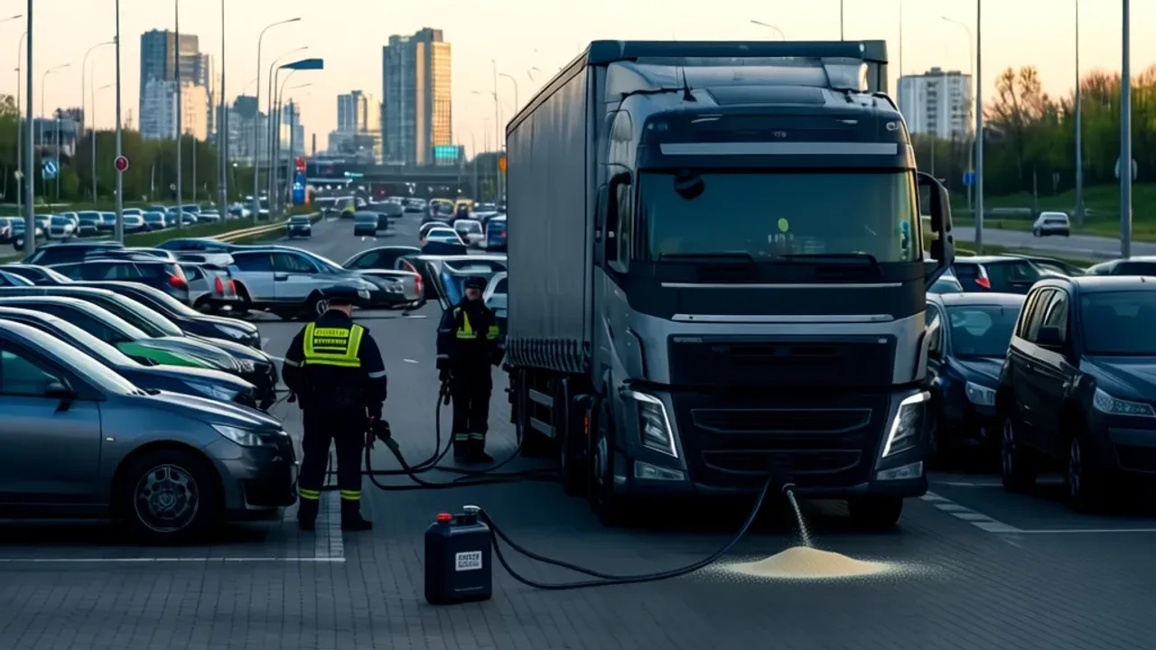 Kradzież paliwa z ciężarówki na parkingu przy autostradzie A1